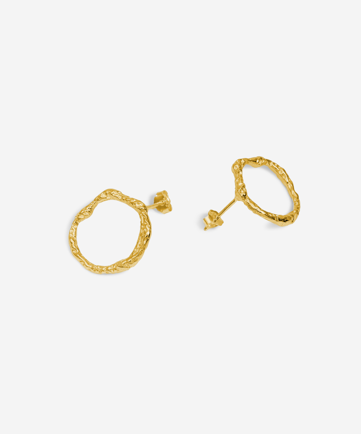 crushed round oval earrings gold