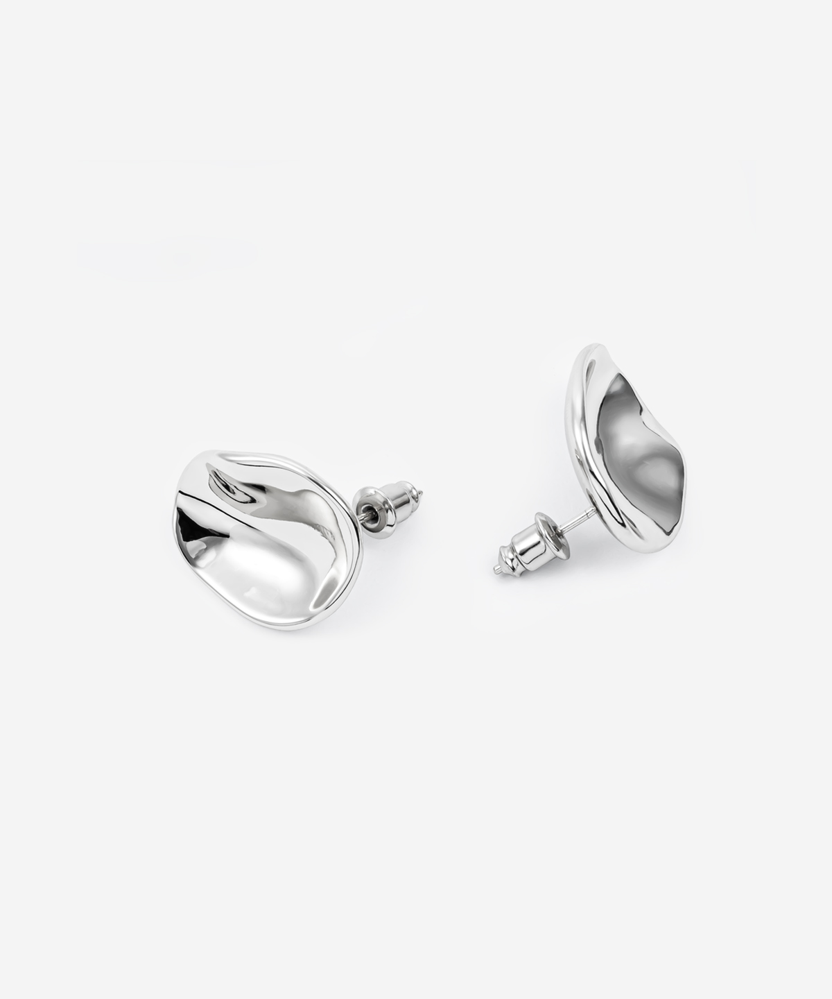 irregular shiny earrings silver